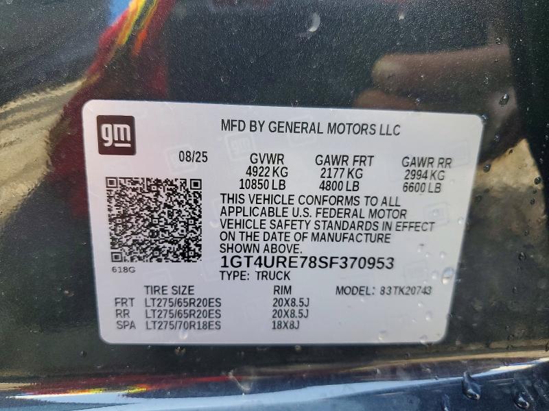 Aukcja sprzedaży 2025 Gmc Sierra, vin: 1GT4URE78SF370953, numer aukcji: 45659846