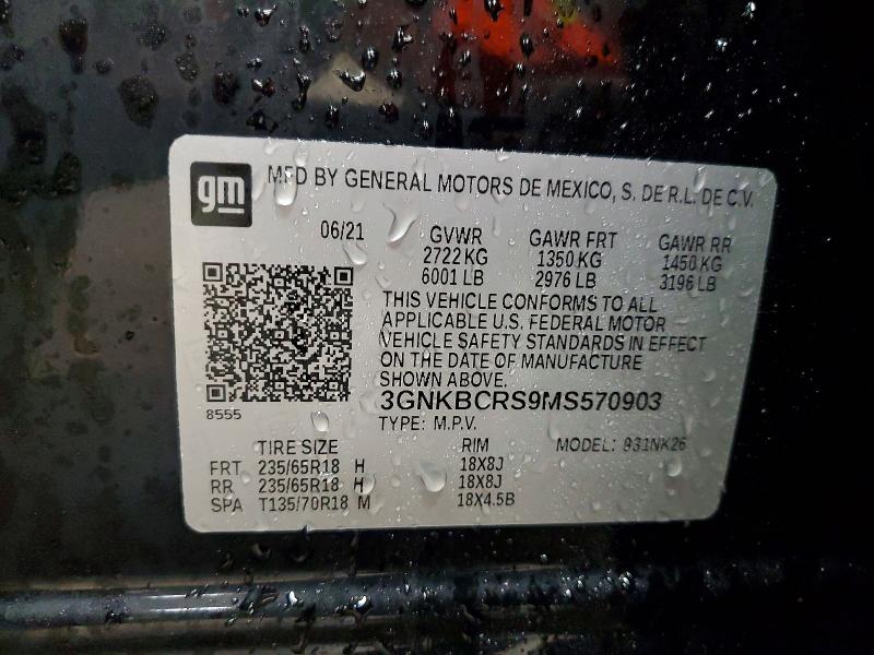45932456 :رقم المزاد ، 3GNKBCRS9MS570903 vin ، 2021 Chevrolet Blazer مزاد بيع