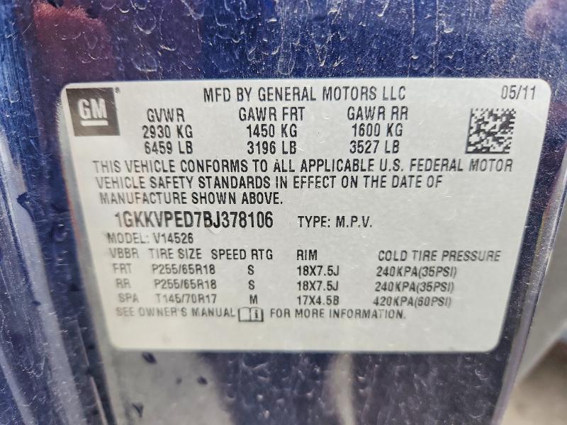 Продажа на аукционе авто 2011 Gmc Acadia, vin: 1GKKVPED7BJ378106, номер лота: 79256925