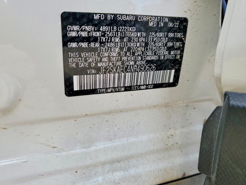 Aukcja sprzedaży 2022 Subaru Forester, vin: JF2SKAEC4NH490626, numer aukcji: 53659826