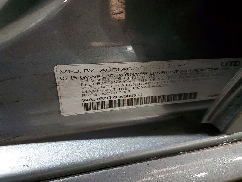79013335 :رقم المزاد ، WAUBFAFL4GN006747 vin ، 2016 Audi A4 مزاد بيع