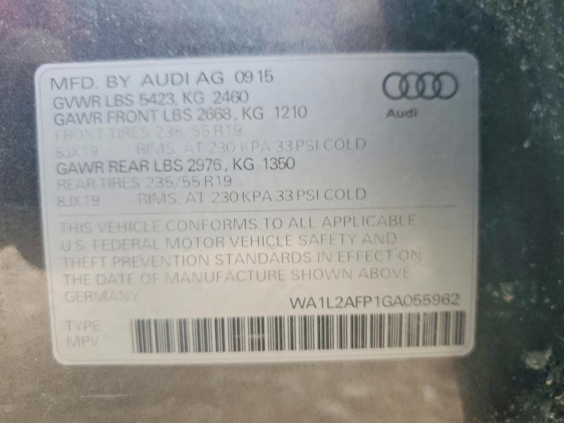 47456876 :رقم المزاد ، WA1L2AFP1GA055962 vin ، 2016 Audi Q5 مزاد بيع