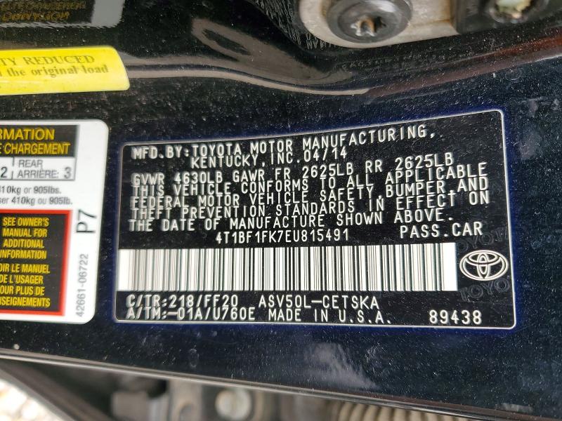 Продажа на аукционе авто 2014 Toyota Camry, vin: 4T1BF1FK7EU815491, номер лота: 79403375