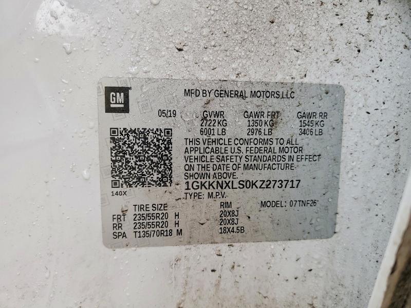 2019 Gmc Acadia მანქანა იყიდება აუქციონზე, vin: 1GKKNXLS0KZ273717, აუქციონის ნომერი: 41787816
