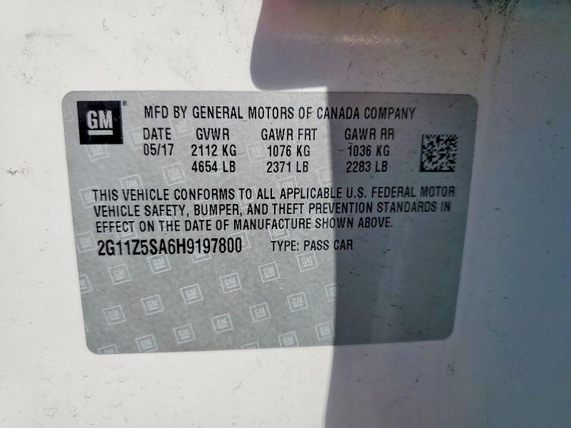 45872466 :رقم المزاد ، 2G11Z5SA6H9197800 vin ، 2017 Chevrolet Impala مزاد بيع