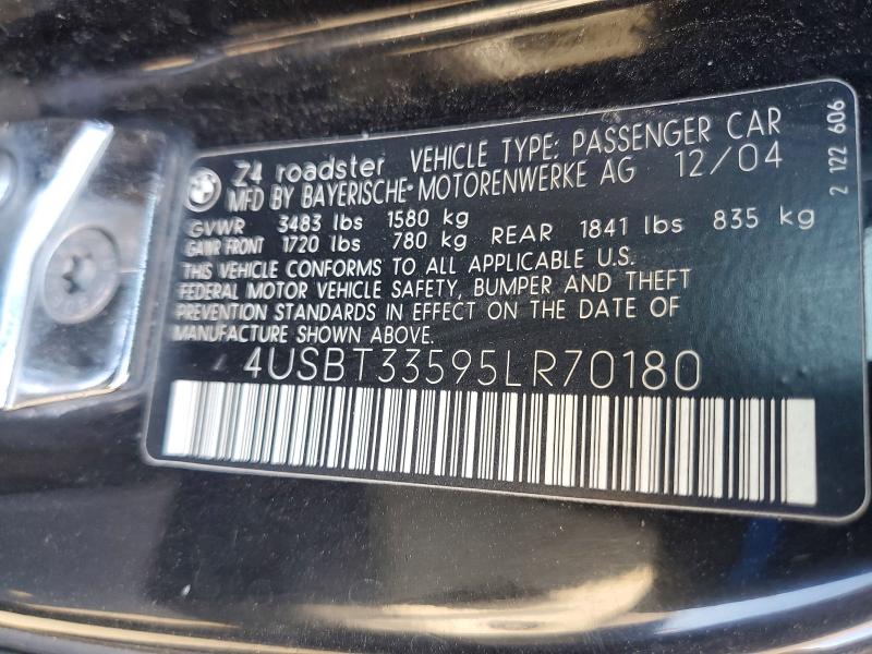 47597576 :رقم المزاد ، 4USBT33595LR70180 vin ، 2005 Bmw Z4 مزاد بيع