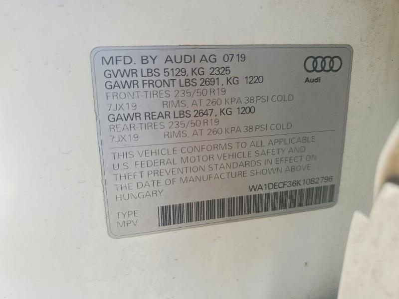 Aukcja sprzedaży 2019 Audi Q3, vin: WA1DECF36K1082796, numer aukcji: 47125296