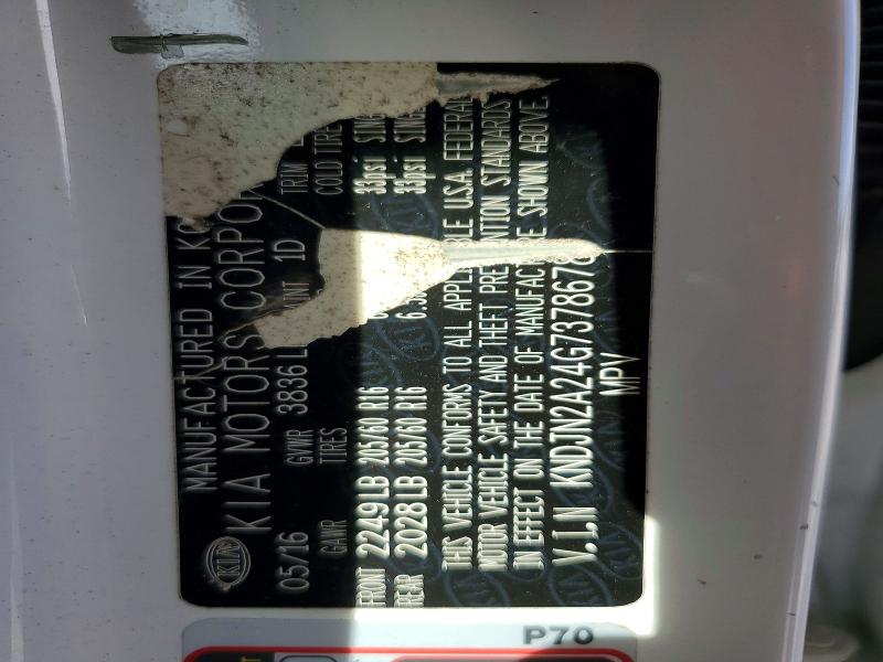 2016 Kia Soul მანქანა იყიდება აუქციონზე, vin: KNDJN2A24G7378678, აუქციონის ნომერი: 45965296