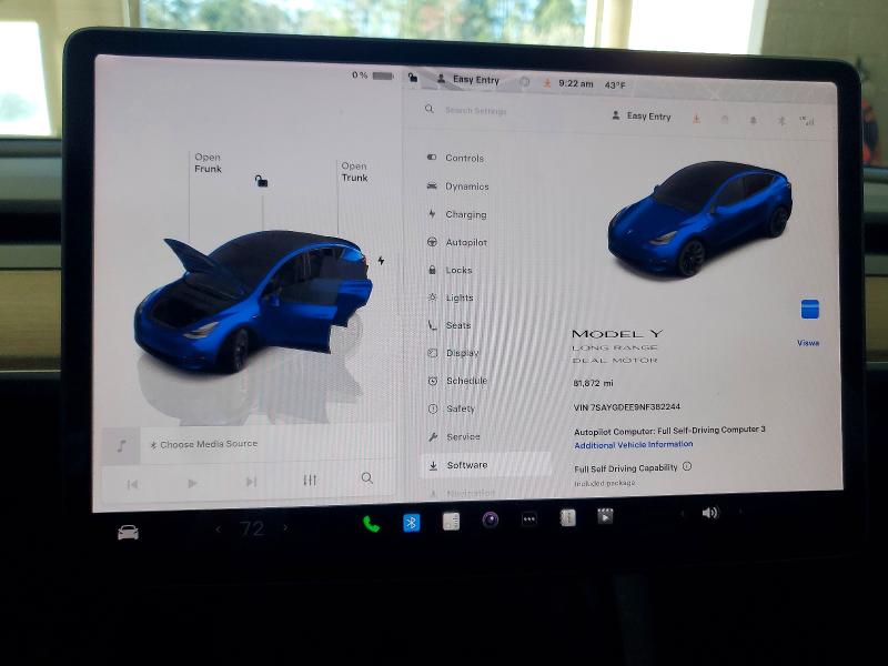 Продаж на аукціоні авто 2022 Tesla Model Y, vin: 7SAYGDEE9NF382244, номер лоту: 46194346