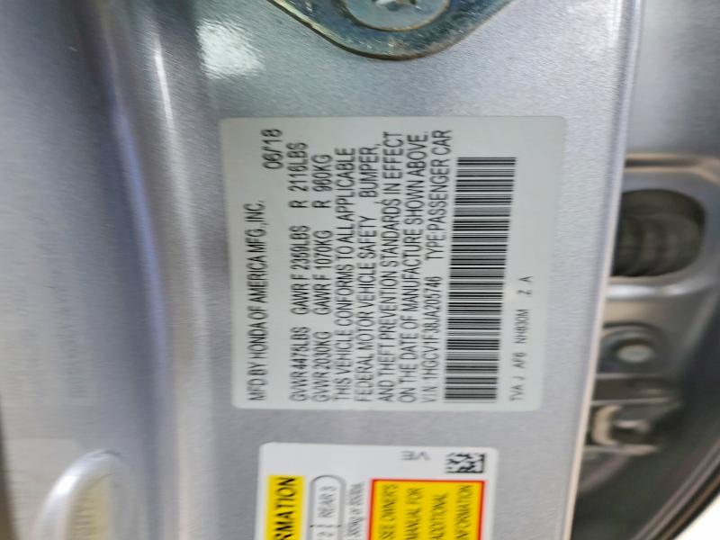 2018 Honda Accord მანქანა იყიდება აუქციონზე, vin: 1HGCV1F38JA205746, აუქციონის ნომერი: 45850036