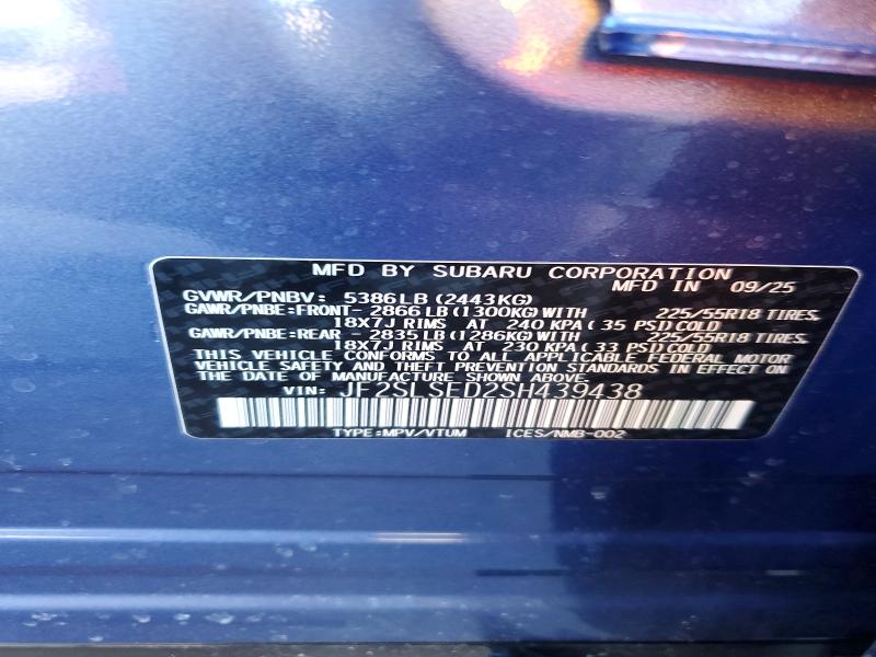 Aukcja sprzedaży 2025 Subaru Forester, vin: JF2SLSED2SH439438, numer aukcji: 41660666