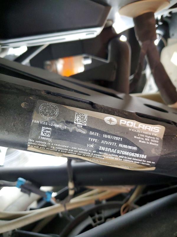 2021 Polaris Rzr მანქანა იყიდება აუქციონზე, vin: 3NSRAE920MG626184, აუქციონის ნომერი: 48003816
