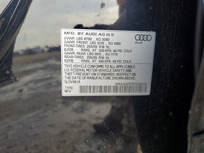 79245935 :رقم المزاد ، WA1LGAFEXFD025243 vin ، 2015 Audi Q7 مزاد بيع