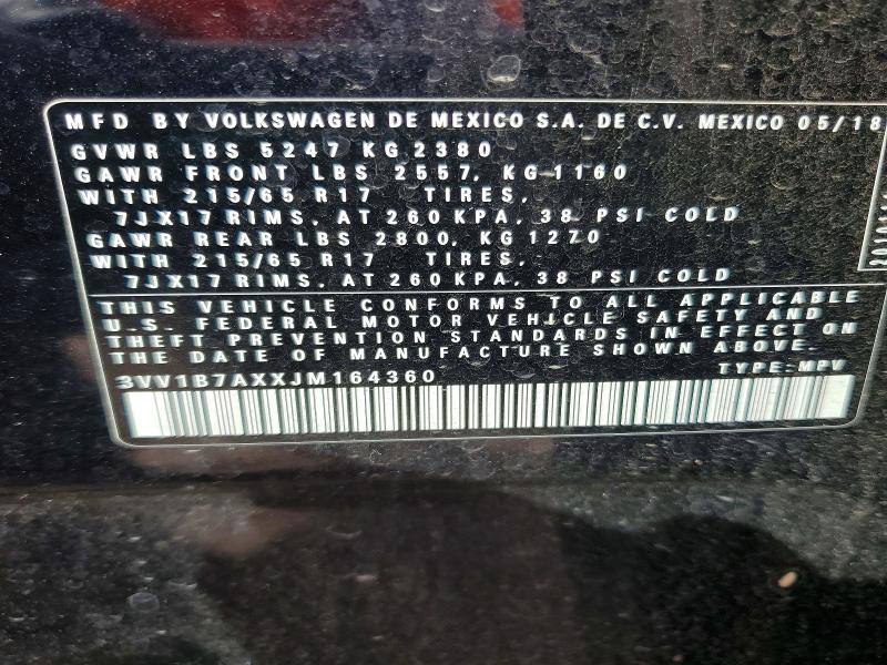 Продаж на аукціоні авто 2018 Volkswagen Tiguan, vin: 3VV1B7AXXJM164360, номер лоту: 47835666