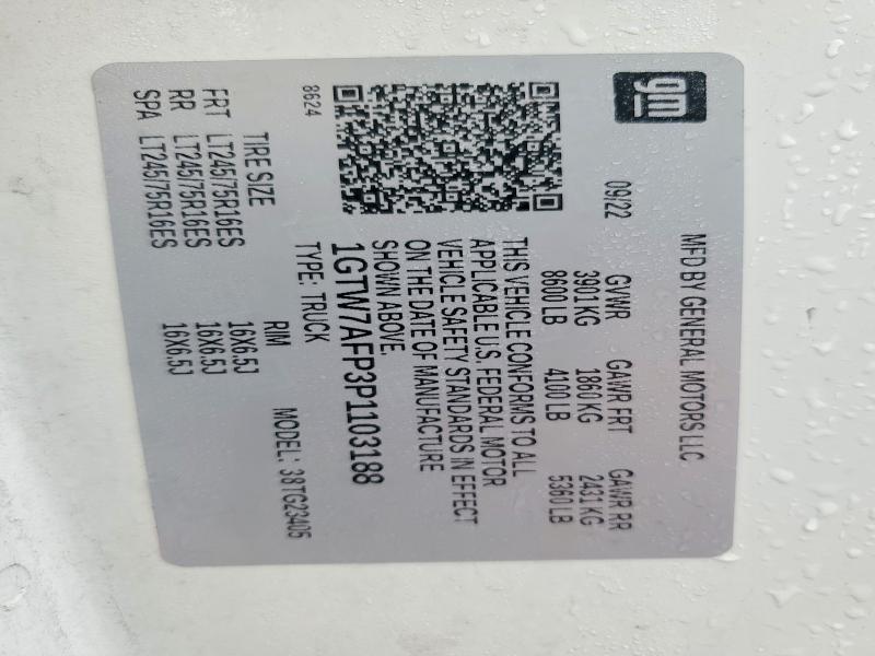 41593476 :رقم المزاد ، 1GTW7AFP3P1103188 vin ، 2023 Gmc Savana مزاد بيع
