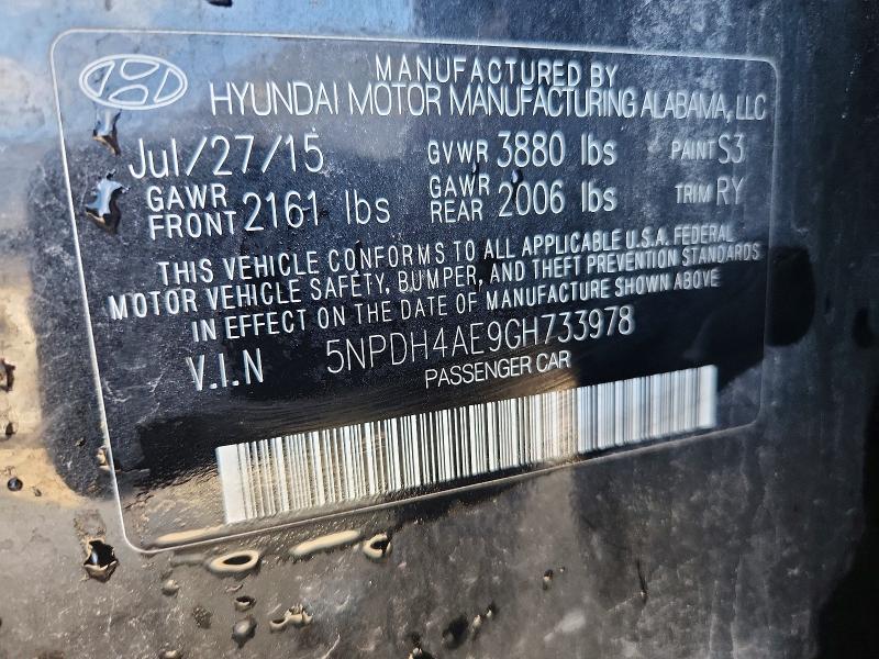 Aukcja sprzedaży 2016 Hyundai Elantra, vin: 5NPDH4AE9GH733978, numer aukcji: 46470456