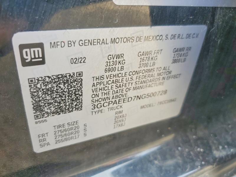 Aukcja sprzedaży 2022 Chevrolet C1500, vin: 3GCPAEED7NG500728, numer aukcji: 78835835