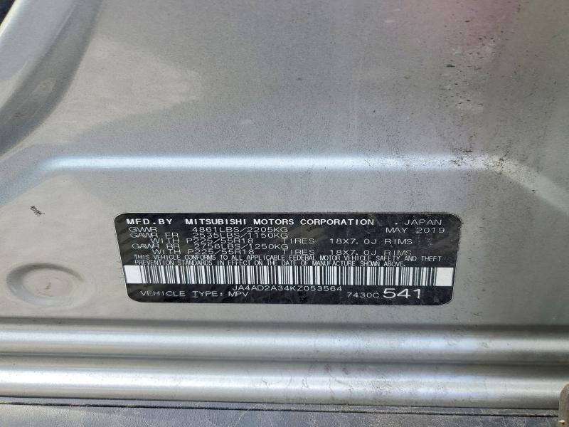Продаж на аукціоні авто 2019 Mitsubishi Outlander, vin: JA4AD2A34KZ053564, номер лоту: 47593136