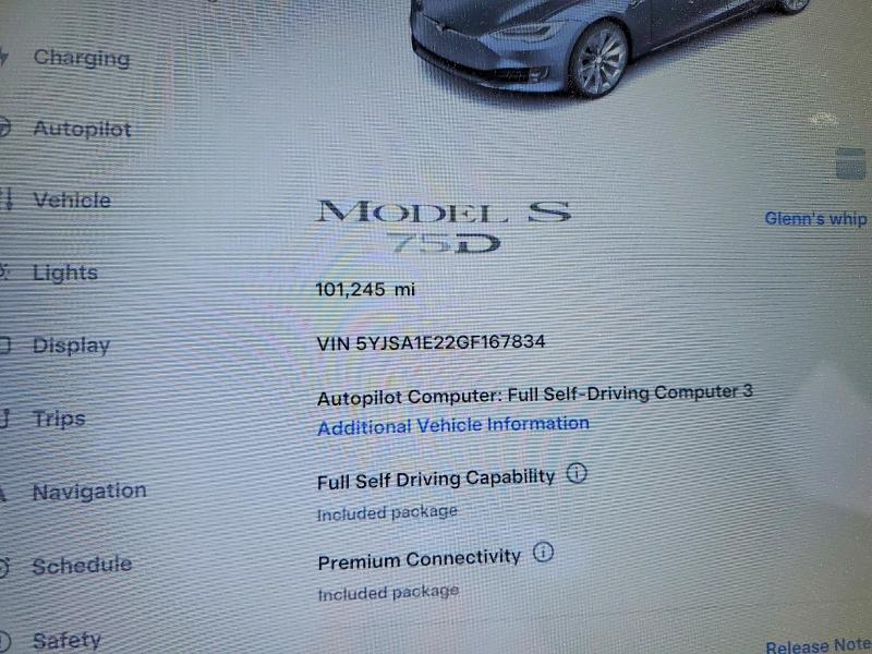 45460706 :رقم المزاد ، 5YJSA1E22GF167834 vin ، 2016 Tesla Model S مزاد بيع