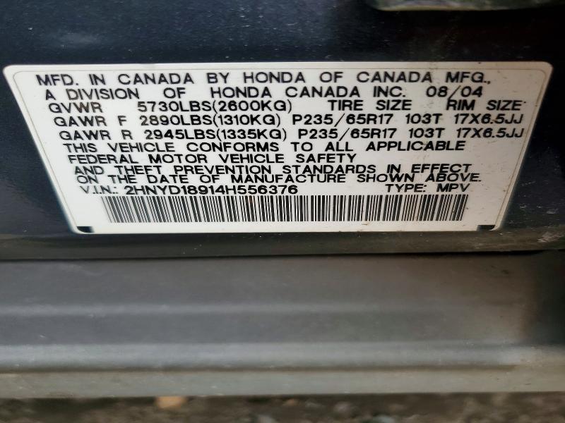 2004 Acura Mdx მანქანა იყიდება აუქციონზე, vin: 2HNYD18914H556376, აუქციონის ნომერი: 46690716