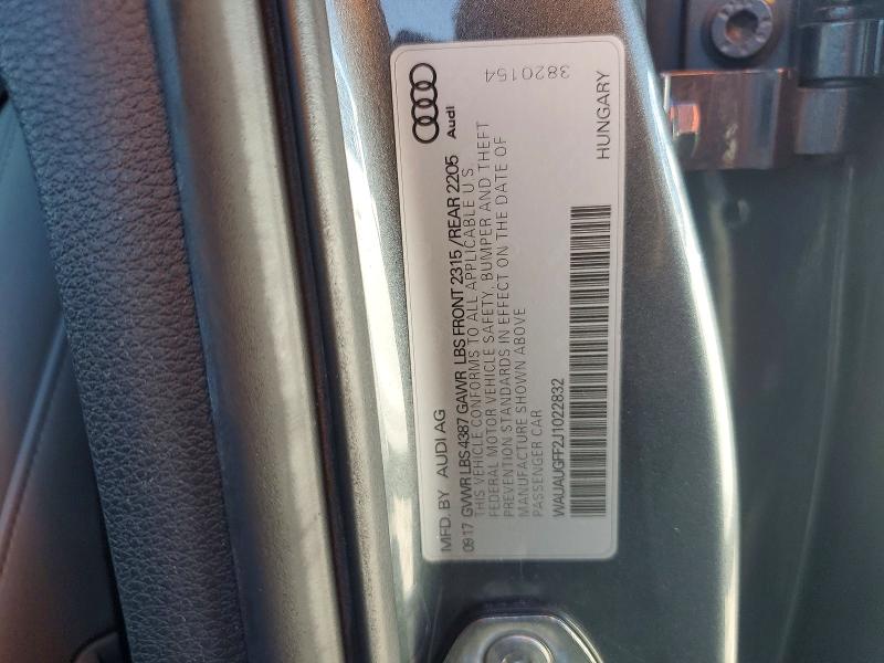 42009066 :رقم المزاد ، WAUAUGFF2J1022832 vin ، 2018 Audi A3 مزاد بيع