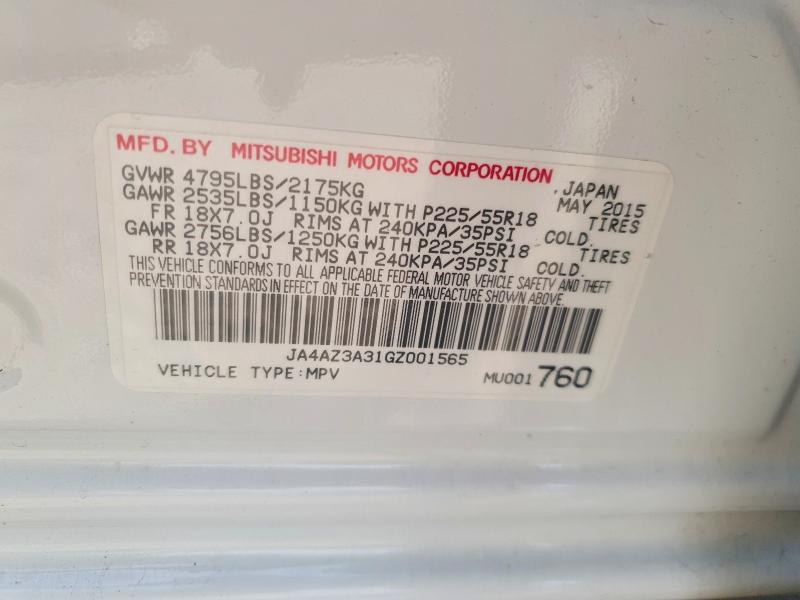 Продаж на аукціоні авто 2016 Mitsubishi Outlander, vin: JA4AZ3A31GZ001565, номер лоту: 48037686