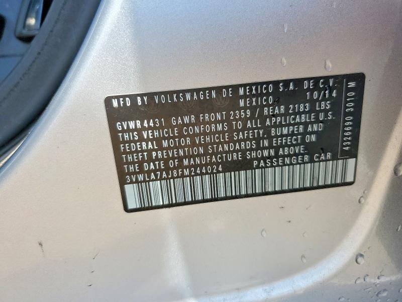 47761876 :رقم المزاد ، 3VWLA7AJ8FM244024 vin ، 2015 Volkswagen Jetta مزاد بيع
