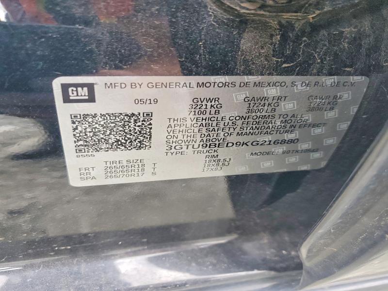 Aukcja sprzedaży 2019 Gmc Sierra, vin: 3GTU9BED9KG216880, numer aukcji: 41710846
