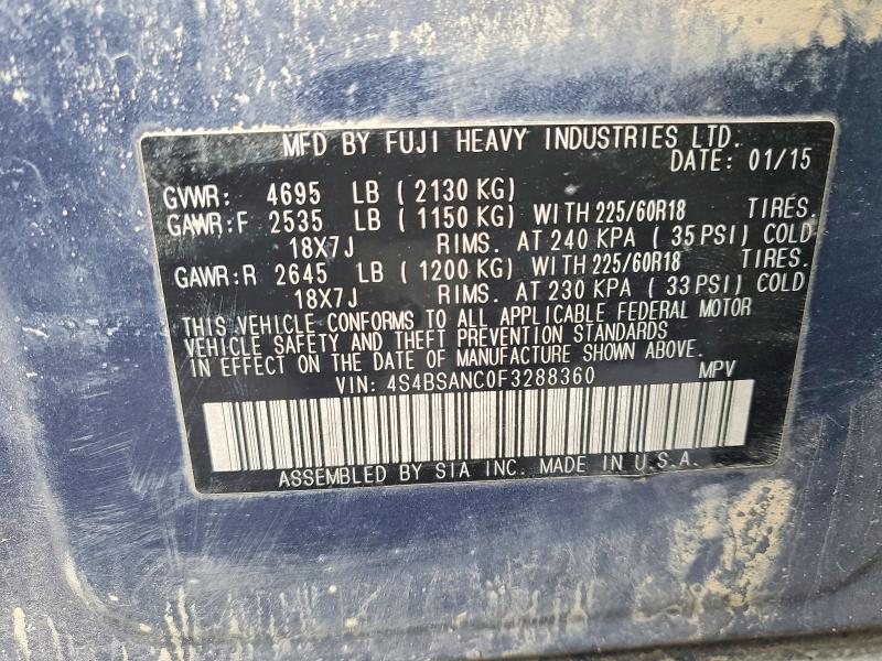Aukcja sprzedaży 2015 Subaru Outback, vin: 4S4BSANC0F3288360, numer aukcji: 79097645