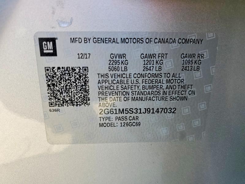 Auction sale of the 2018 Cadillac Xts, vin: 2G61M5S31J9147032, lot number: 45658646