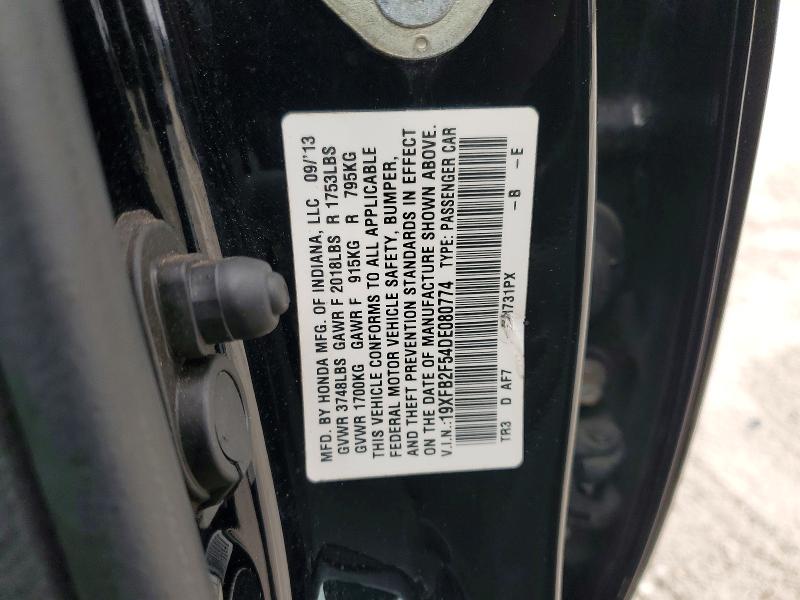 Продаж на аукціоні авто 2013 Honda Civic, vin: 19XFB2F54DE080774, номер лоту: 46691946