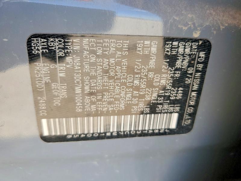 Продажа на аукционе авто 2021 Nissan Rogue, vin: JN8AT3DC7MW100458, номер лота: 99301545