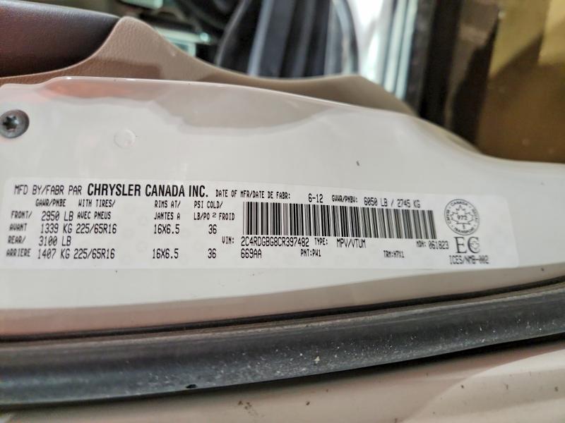 Продажа на аукционе авто 2012 Dodge Grand Caravan, vin: 2C4RDGBG8CR397482, номер лота: 45508136