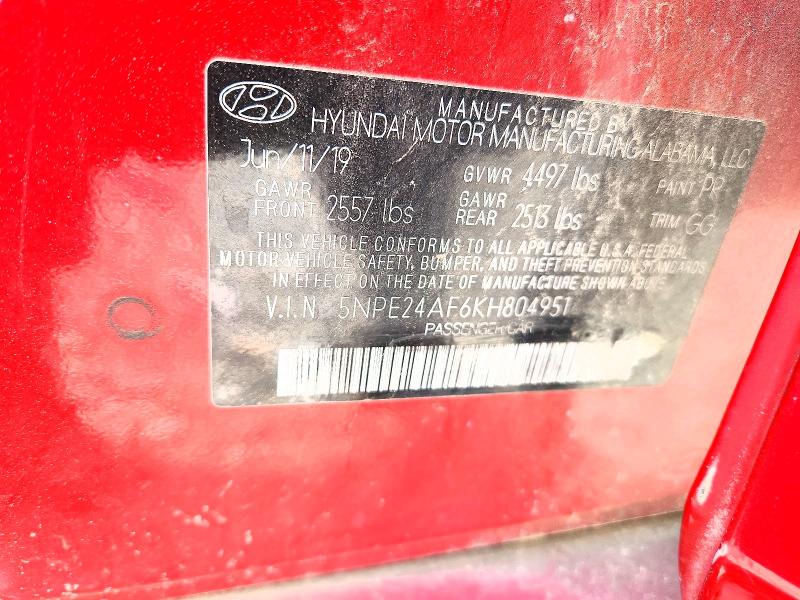 Продаж на аукціоні авто 2019 Hyundai Sonata, vin: 5NPE24AF6KH804951, номер лоту: 46257826