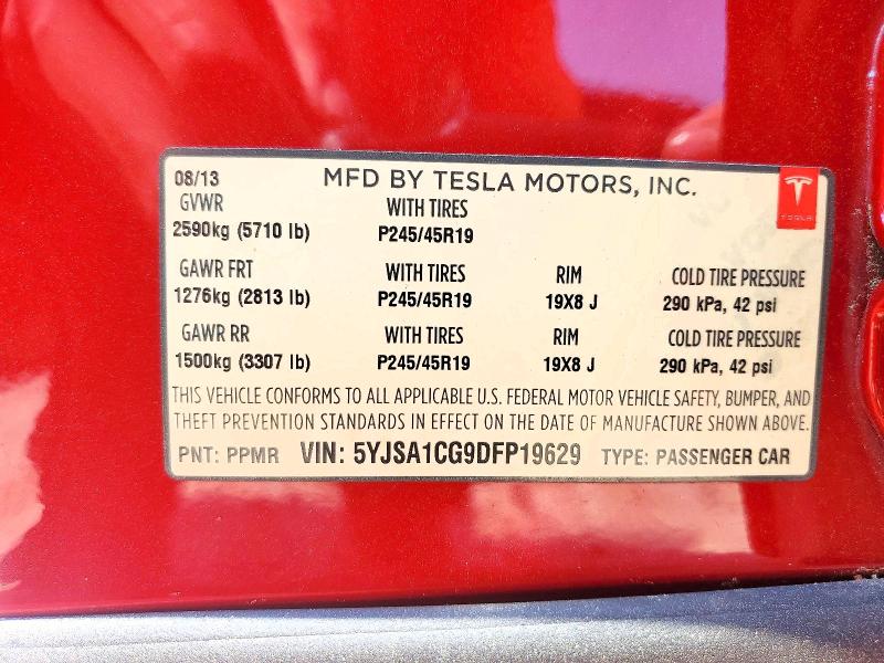 Продаж на аукціоні авто 2013 Tesla Model S, vin: 5YJSA1CG9DFP19629, номер лоту: 47917896