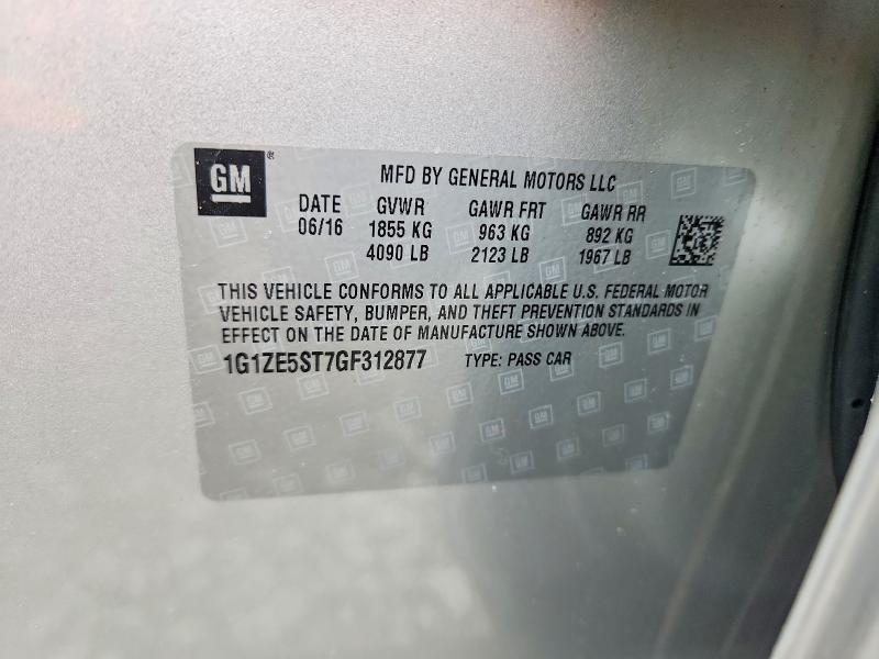 45869756 :رقم المزاد ، 1G1ZE5ST7GF312877 vin ، 2016 Chevrolet Malibu مزاد بيع