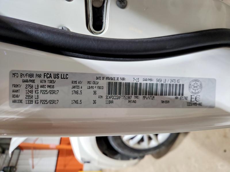 2015 Dodge Journey მანქანა იყიდება აუქციონზე, vin: 3C4PDCCGXFT751907, აუქციონის ნომერი: 47636916