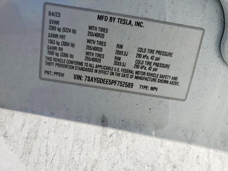 Продажа на аукционе авто 2023 Tesla Model Y, vin: 7SAYGDEE5PF752589, номер лота: 78896265