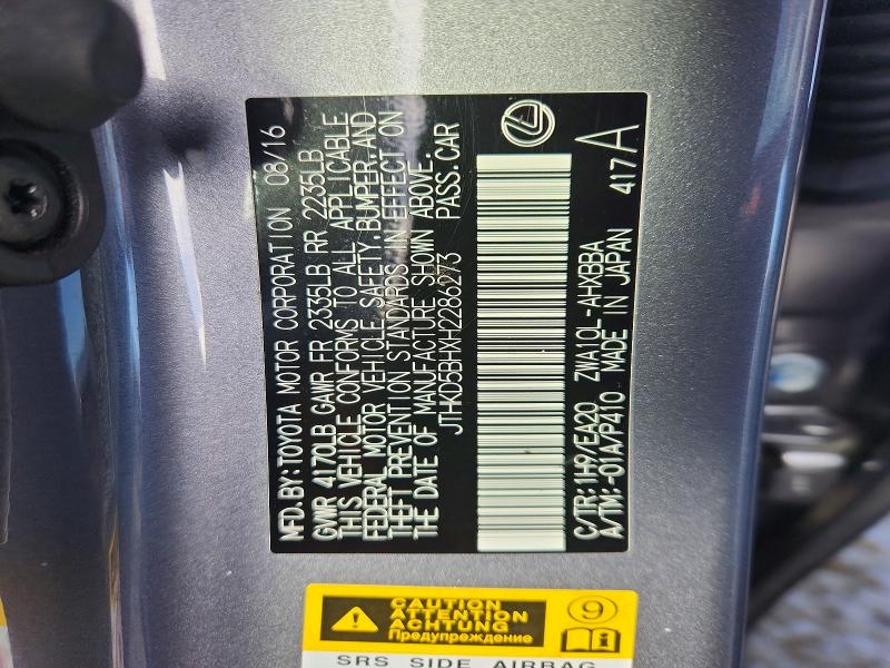 Aukcja sprzedaży 2017 Lexus Ct 200h, vin: JTHKD5BHXH2286273, numer aukcji: 47442106