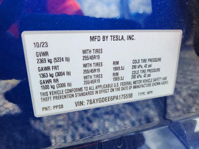Aukcja sprzedaży 2023 Tesla Model Y, vin: 7SAYGDEE6PA175598, numer aukcji: 46000466