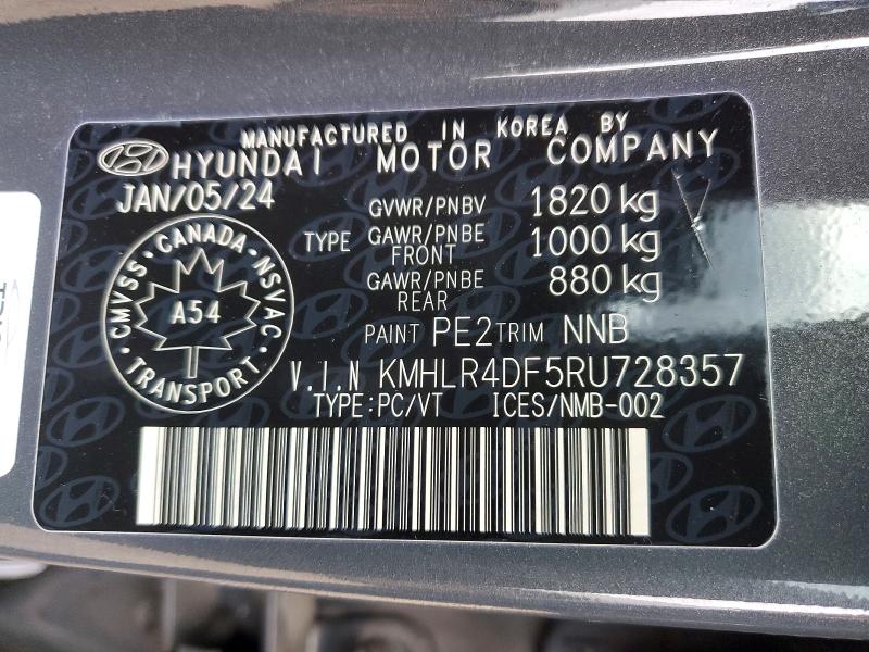 Продаж на аукціоні авто 2024 Hyundai Elantra, vin: KMHLR4DF5RU728357, номер лоту: 46510196