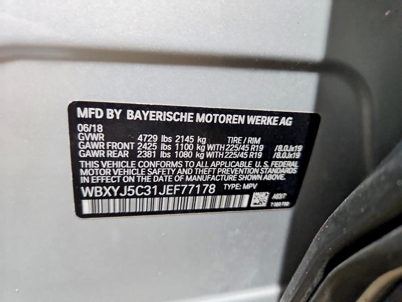 2018 Bmw X2 მანქანა იყიდება აუქციონზე, vin: WBXYJ5C31JEF77178, აუქციონის ნომერი: 79947295