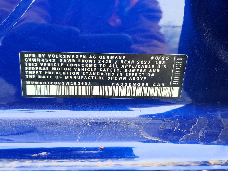 2025 Volkswagen Golf R მანქანა იყიდება აუქციონზე, vin: WVWKB7CD8SW250693, აუქციონის ნომერი: 79611535