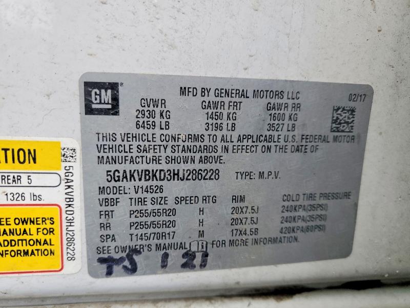 Aukcja sprzedaży 2017 Buick Enclave, vin: 5GAKVBKD3HJ286228, numer aukcji: 46279456