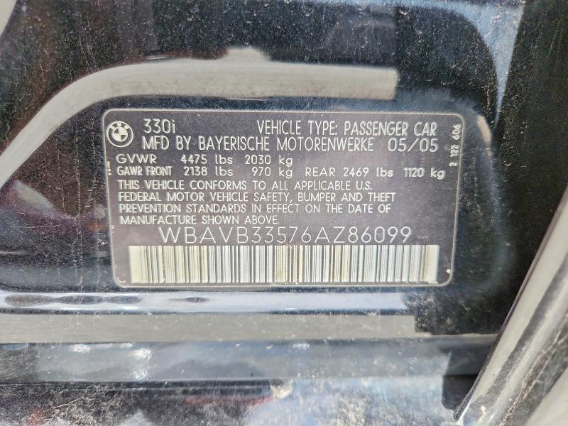 47806716 :رقم المزاد ، WBAVB33576AZ86099 vin ، 2006 Bmw 330 مزاد بيع