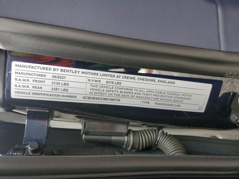79122385 :رقم المزاد ، SCBDB4ZG3MC088729 vin ، 2021 Bentley Continental مزاد بيع