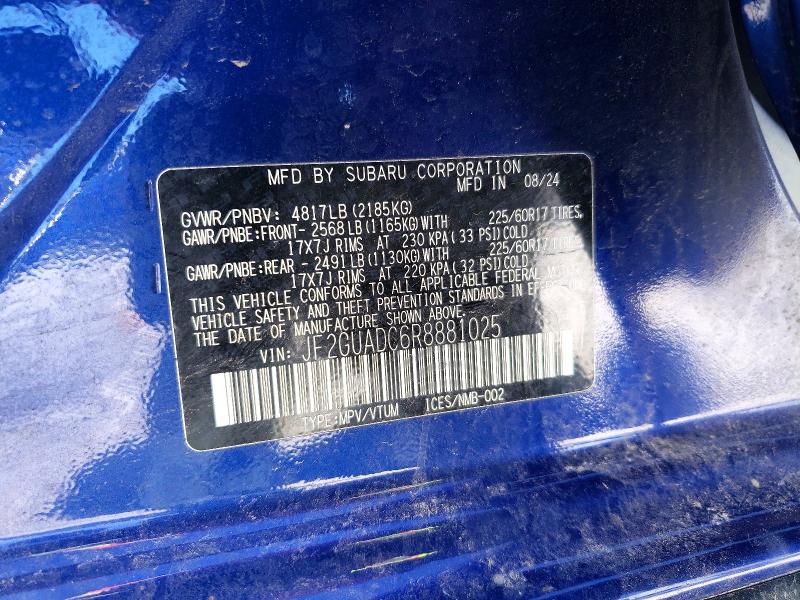 Продажа на аукционе авто 2024 Subaru Crosstrek, vin: JF2GUADC6R8881025, номер лота: 79112685