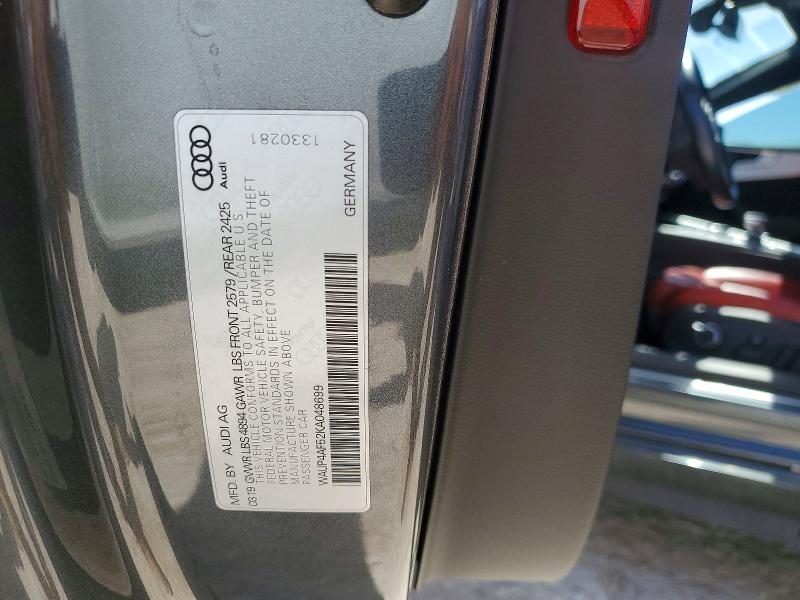 46581876 :رقم المزاد ، WAUP4AF52KA048699 vin ، 2019 Audi S5 مزاد بيع