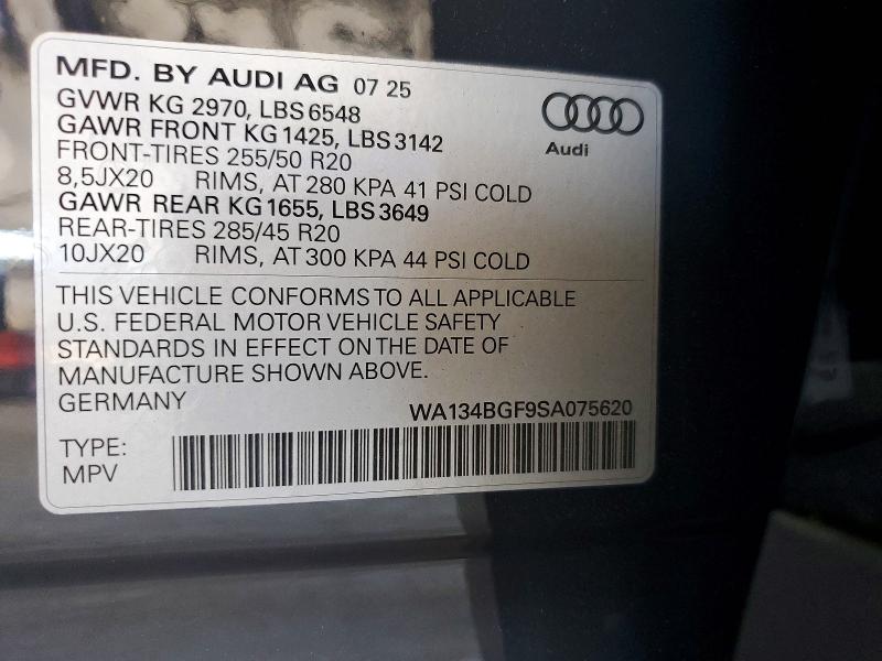 Aukcja sprzedaży 2025 Audi Q6 E-tron, vin: WA134BGF9SA075620, numer aukcji: 41898086