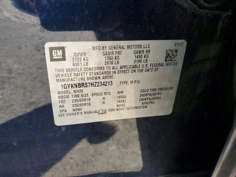 47077606 :رقم المزاد ، 1GYKNBRS7HZ234213 vin ، 2017 Cadillac Xt5 مزاد بيع